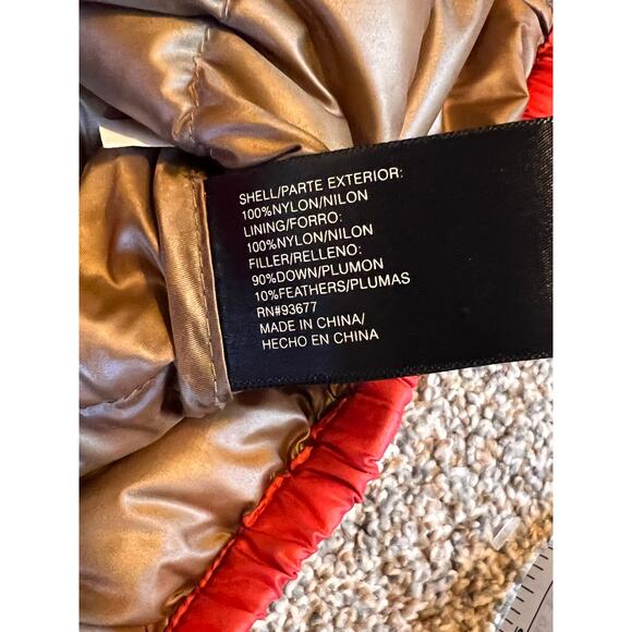 Xersion Jacket Womens  Orange Hooded Puffer Pockets Packable Premium Down. Small - Picture 6 of 7